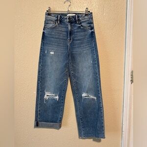 Hidden Baggy Distressed‎ Jeans Size 25 Raw Hem